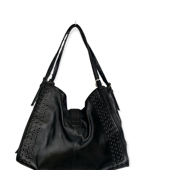 Coach Leather Studded Black Leather Shoulder Bag RARE Unique - Picture 3 of 6